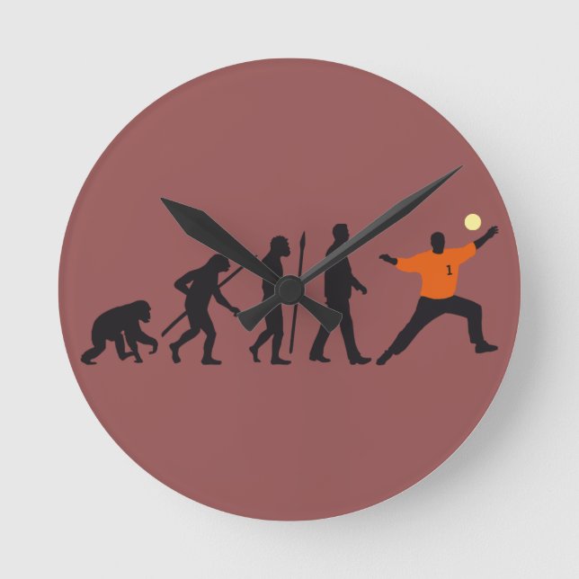 evolution of man handball goal keeper runde wanduhr (Vorderseite)