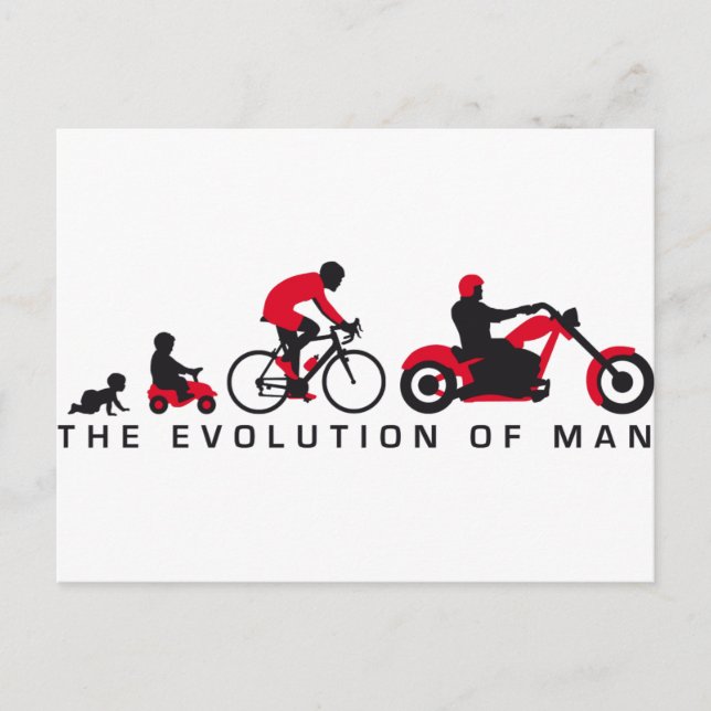 evolution of man motorcycle biker postkarte (Vorderseite)