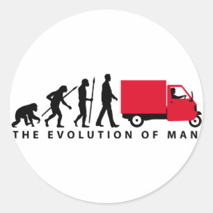 Evolution of man Piaggio Ape mini transporter Runder Aufkleber