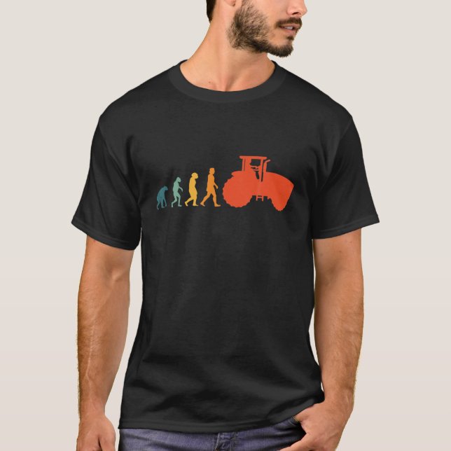 Evolution Retro Traktor Bauer Vint T-Shirt (Vorderseite)