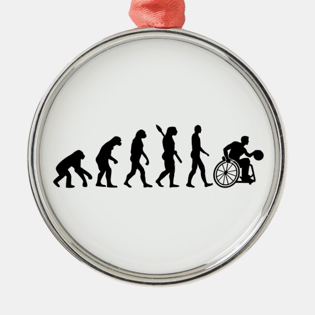 Evolution-Rollstuhl-Basketball Ornament Aus Metall (Vorne)