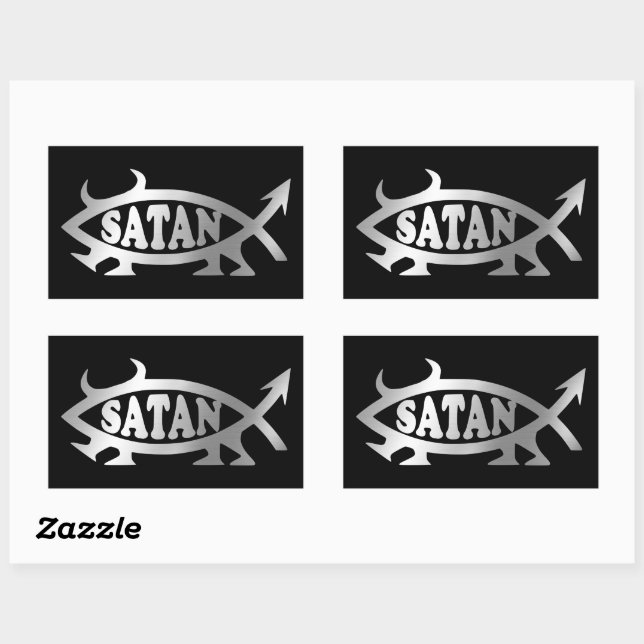 Evolution - Satan + rechteckiger Aufkleber (Blatt)