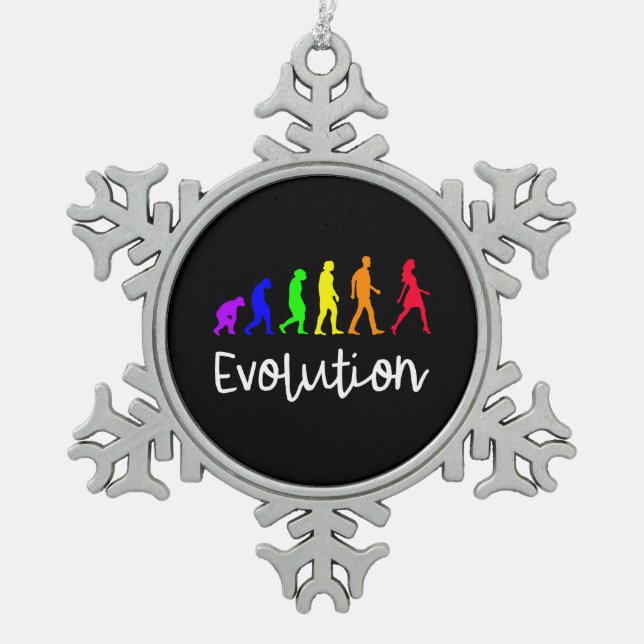 Evolution Schneeflocken Zinn-Ornament (Vorderseite)