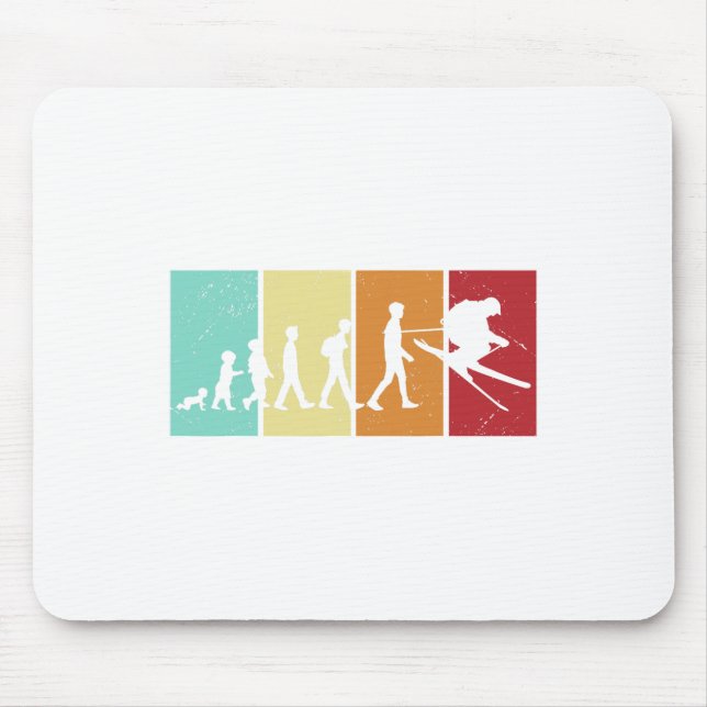Evolution Ski - Skiverliebte Berge Rück-Ski Mousepad (Vorne)