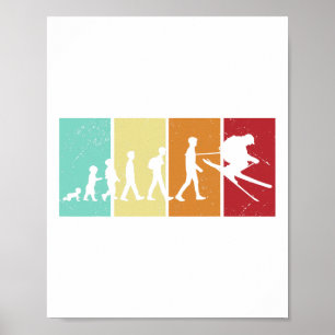 Evolution Ski - Skiverliebte Berge Rück-Ski Poster