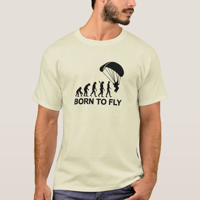 Evolution Skydiving geboren zu fliegen T-Shirt (Vorderseite)