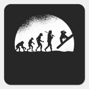 Evolution Snowboarden Quadratischer Aufkleber