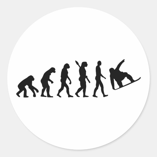 Evolution Snowboarden Runder Aufkleber (Vorderseite)