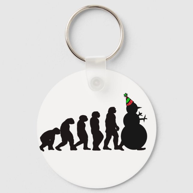 Evolution Snowman, Winterkleidung und Geschenke Schlüsselanhänger (Vorderseite)
