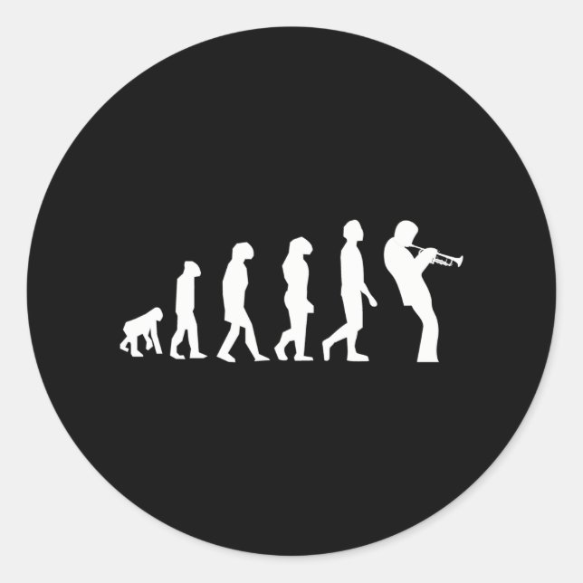 Evolution Trumpet Player Musician Instrumen Jazz Runder Aufkleber (Vorderseite)