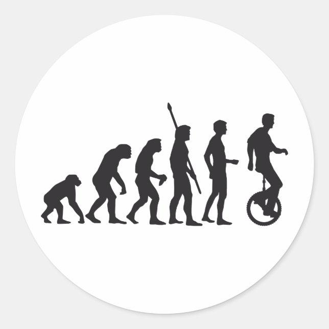 evolution unicycle runder aufkleber (Vorderseite)