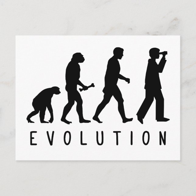 Evolution: Vogelbeobachter Postkarte (Vorderseite)