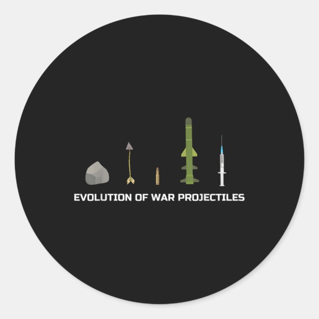 Evolution von Kriegsprojekten Anti-Impfprogramm Runder Aufkleber (Vorderseite)