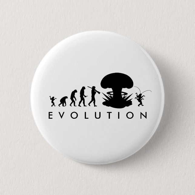Evolution von Mensch & Schabe Lustiges Evolutionsd Button (Vorderseite)