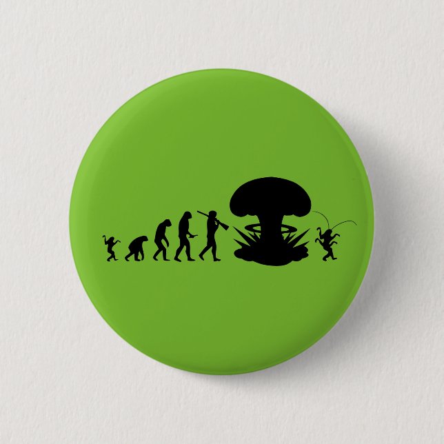 Evolution von Mensch und Kakerlake — Funny Evoluti Button (Vorderseite)