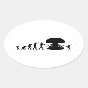 Evolution von Mensch und Kakerlake — Funny Evoluti Ovaler Aufkleber