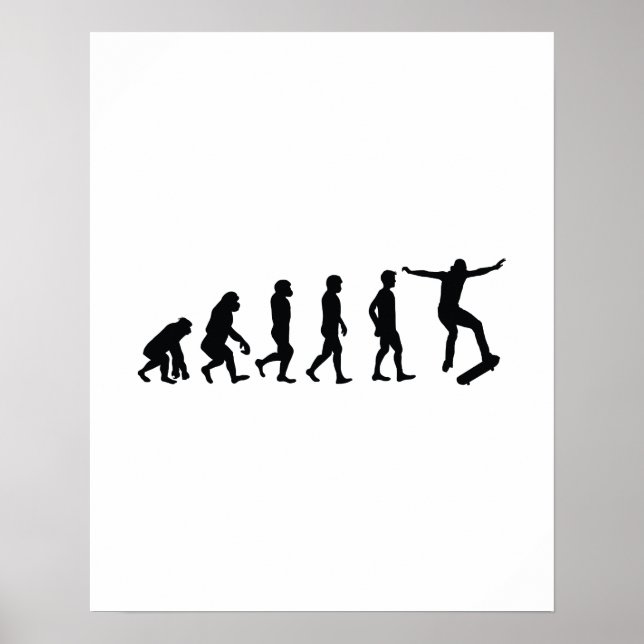 Evolution von Skateboarder Skateboarden Funny Gift Poster (Vorne)