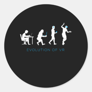 Evolution von VR Virtual Reality Gamer Gaming-Gesc Runder Aufkleber