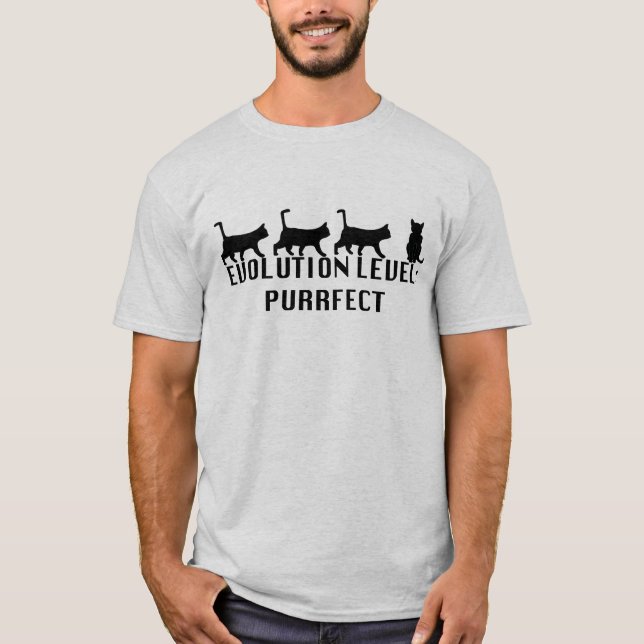 Evolution waagerecht ausgerichtet: Purrfect! T-Shirt (Vorderseite)