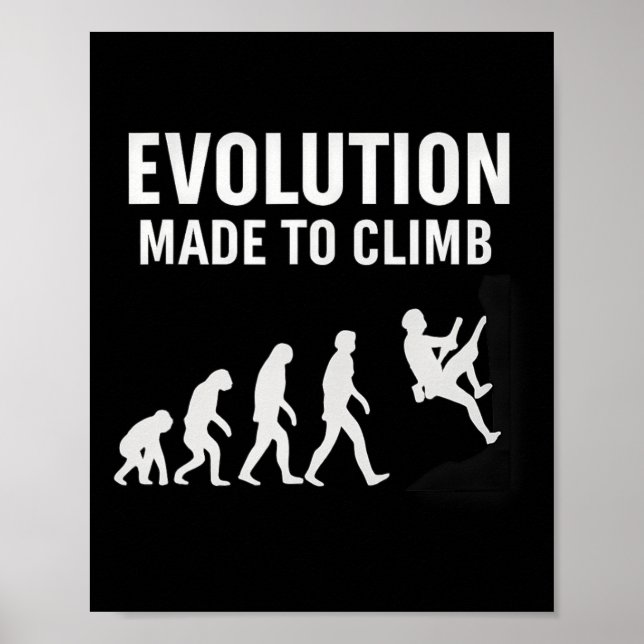 Evolution zum Klettern Kletterausrüstung Silhouett Poster (Vorne)