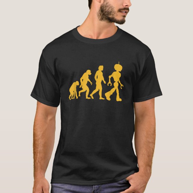 Evolution zum Roboter Lustiger Science-Nerd-Grafik T-Shirt (Vorderseite)