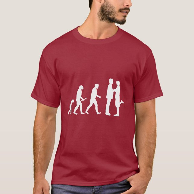 Evolution zur Eheschließung von Schwulen - T-Shirt (Vorderseite)