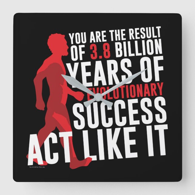 Evolutionärer Erfolg Quadratische Wanduhr (Vorderseite)