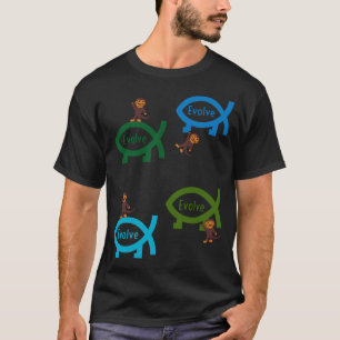 Evolutionsaffen und Fischdesign T-Shirt