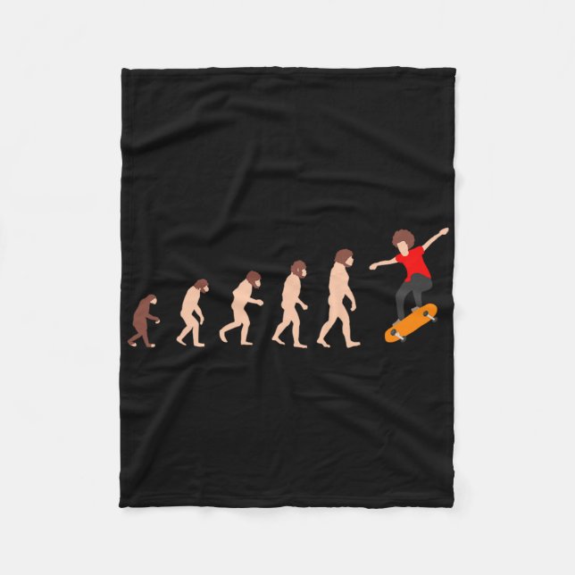 Evolutionstheorie Skateboarding Lustig  Fleecedecke (Vorderseite)