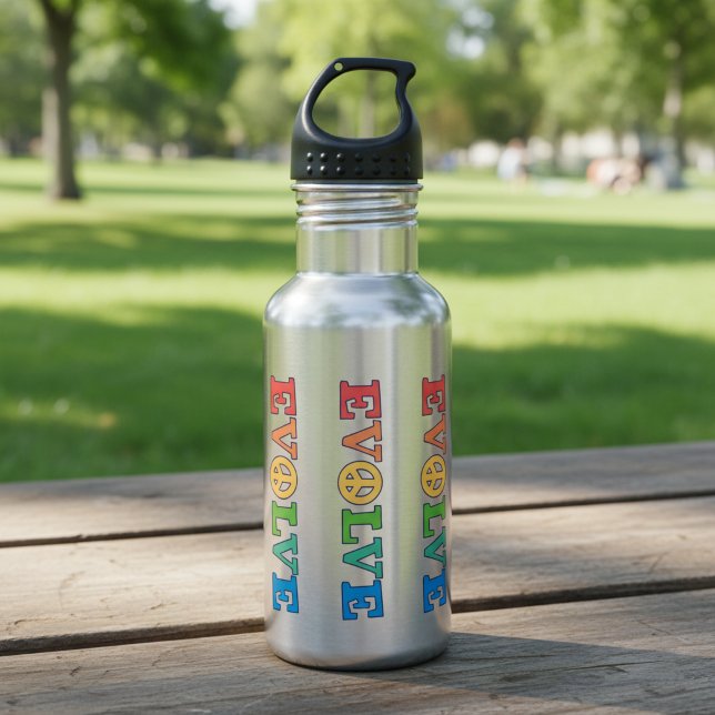 Evolve Peace Sign Edelstahlflasche (Evolve peace sign watter bottle.)