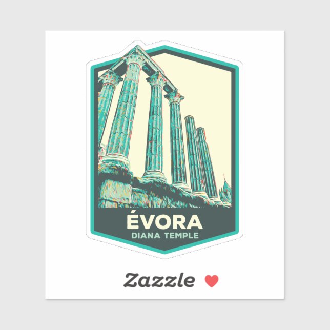 Evora Diana Temple Illustration Portugal Sticker (Blatt)