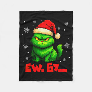 Ew 67 Six Seven Grüne Katze Weihnachtsmann Hut Lus Fleecedecke