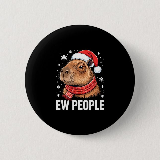 Ew Leute Capybara Weihnachten Lustiger Introvertie Button (Vorderseite)
