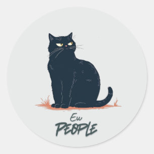 Ew Leute Lustige Introvertierte Katze Vintage Runder Aufkleber