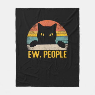 Ew, People Black Cat Vintag Retro - Funny Cat_1 Fleecedecke