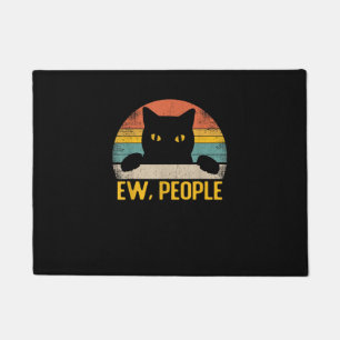 Ew, People Black Cat Vintag Retro - Funny Cat_1 Fußmatte