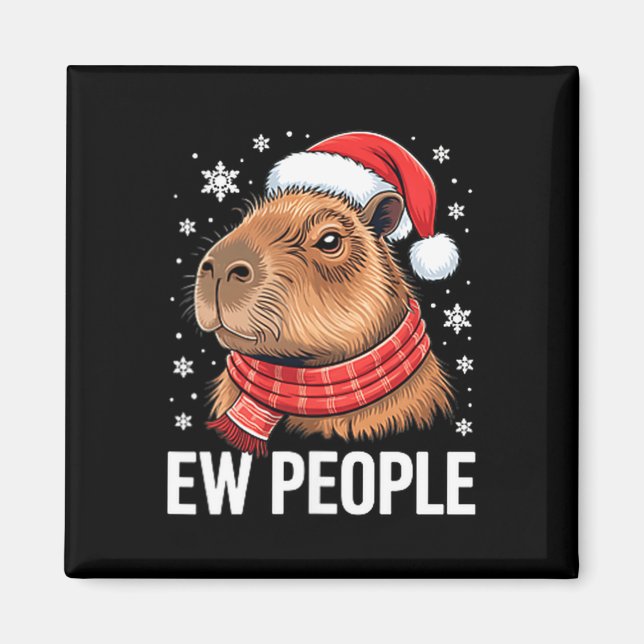 Ew People Capybara Christmas Funny Introvert Holid Magnet (Vorne)