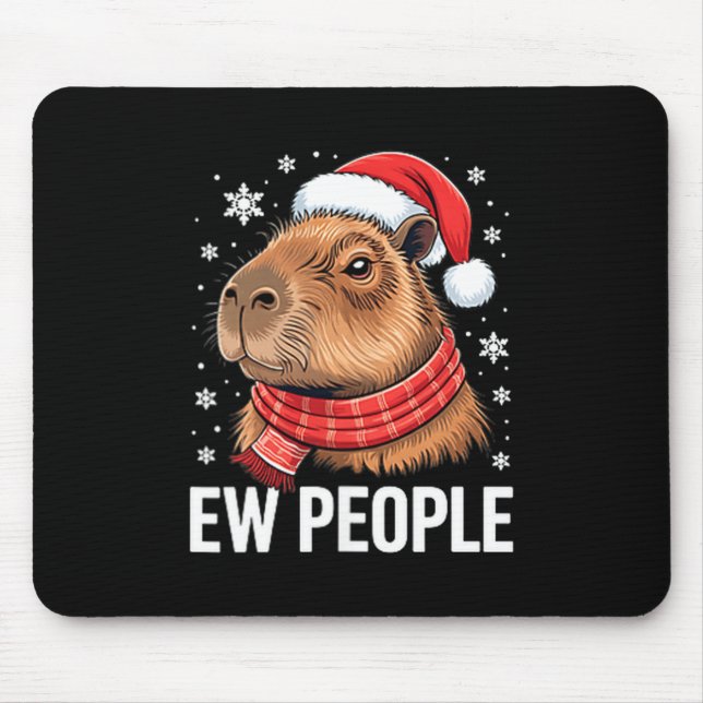 Ew People Capybara Christmas Funny Introvert Holid Mousepad (Vorne)