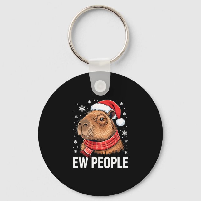 Ew People Capybara Christmas Funny Introvert Holid Schlüsselanhänger (Vorderseite)