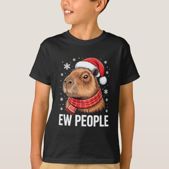 Ew People Capybara Christmas Funny Introvert Holid T-Shirt (Vorderseite)