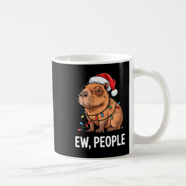 Ew People Capybara Christmas Lights Funny Introver Kaffeetasse (Rechts)