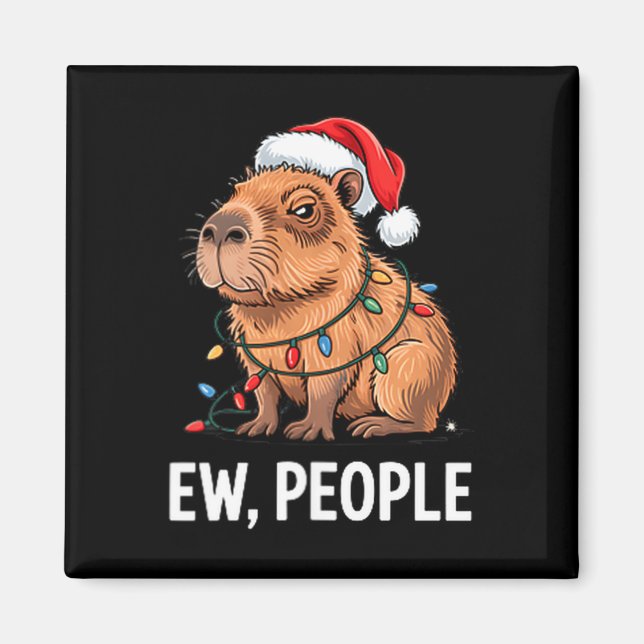 Ew People Capybara Christmas Lights Funny Introver Magnet (Vorne)