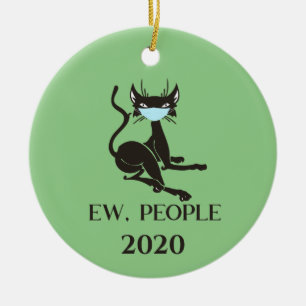 Ew People Cat Wearing Face Mask 2020 Keramik Ornament