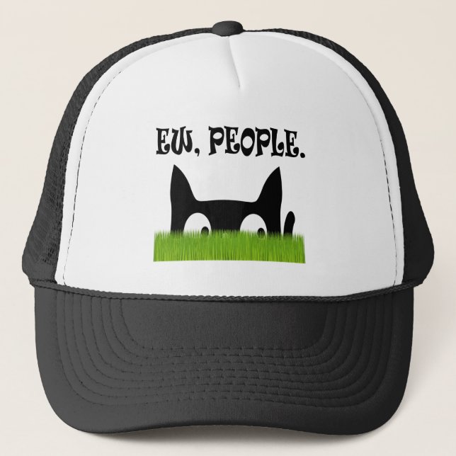 Ew People Funny Cat Green Grass Hat Truckerkappe (Vorderseite)