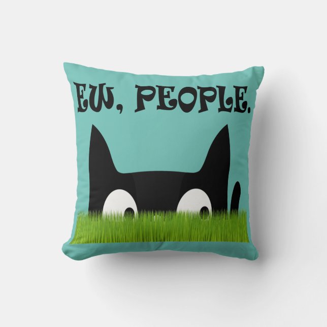 Ew People Funny Cat Green Grass Throw Kissen (Vorderseite)