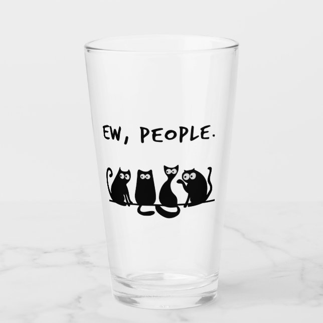 Ew People Funny Meowy Black Cats Glas (Vorderseite)