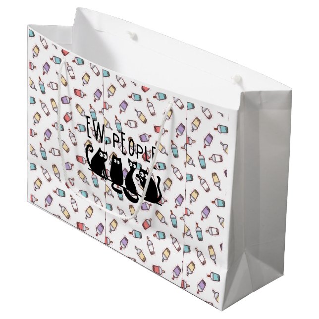 Ew People Funny Meowy Black Cats Große Geschenktüte (Vorderseite Schrägansicht)