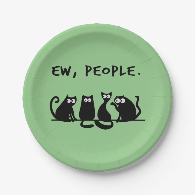 Ew People Funny Meowy Black Cats Pappteller (Vorderseite)