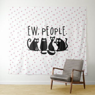 Ew People Funny Meowy Black Cats Wandteppich