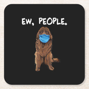 Ew People Newfie Dog Wear Face Mask Geschenk Rechteckiger Pappuntersetzer